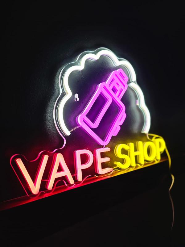 LETRERO NE&Oacute;N VAPE SHOP ROJO AMARILLO