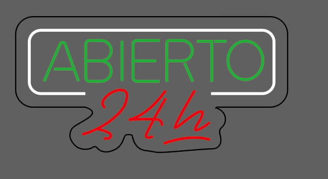 LETRERO NE&Oacute;N ABIERTO 24 H 50*30