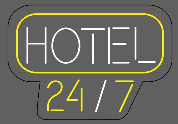 LETRERO NE&Oacute;N HOTEL 24/7 50*35
