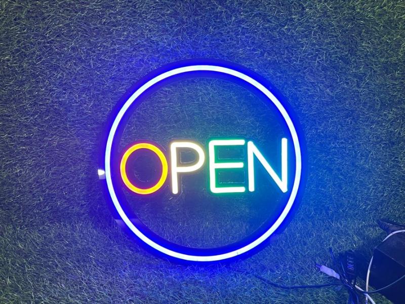LETRERO LED NE&Oacute;N OPEN REDONDO